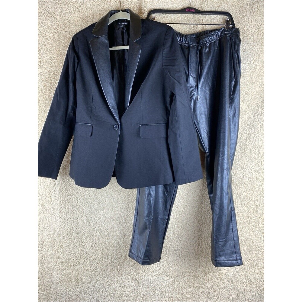 Zac & Rachel Women's Sz M & L 2 Pc Black Blazer & Faux Leather Pants